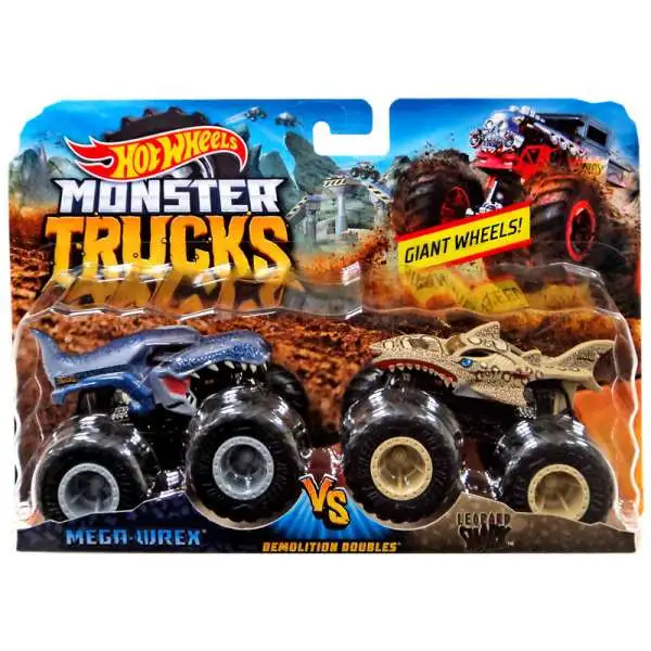 Hot Wheels Monster Trucks 1:64 Demolition Doubles 2-Pk - Hotweiler Vs Hound  Hauler