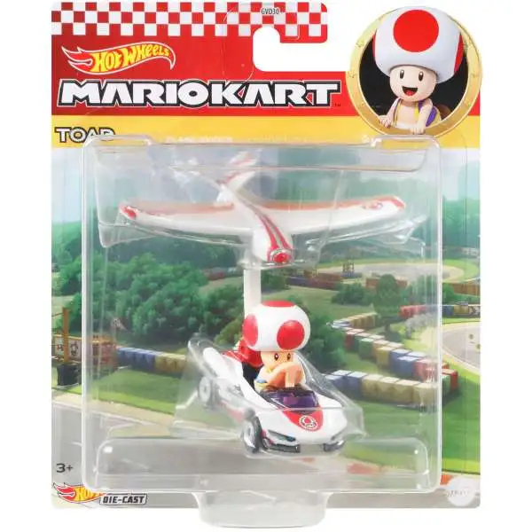 Hot Wheels Mario Kart Glider Toad Diecast Car [P-WIng Plane Glider]