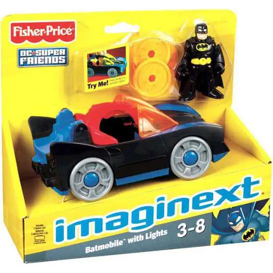 Fisher Price DC Super Friends Imaginext Batmobile with Lights 3-Inch Figure Set