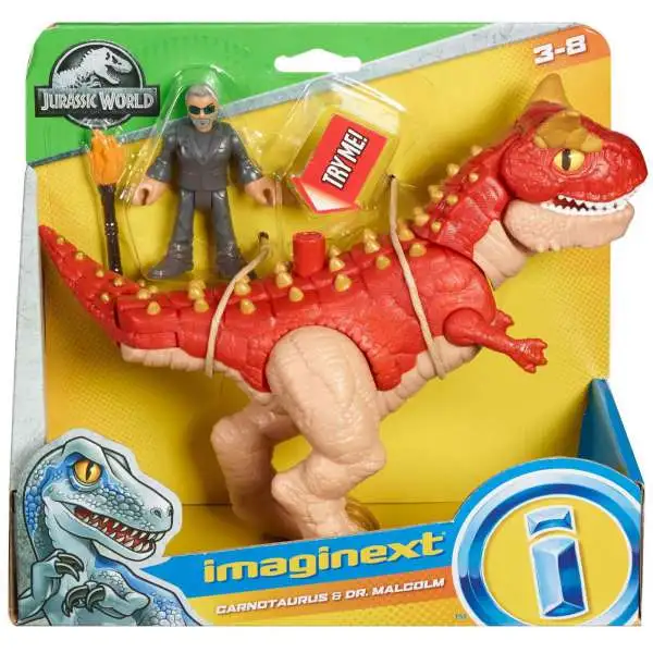 Fisher Price Jurassic World Imaginext Carnotaurus & Dr. Malcolm Figure Set