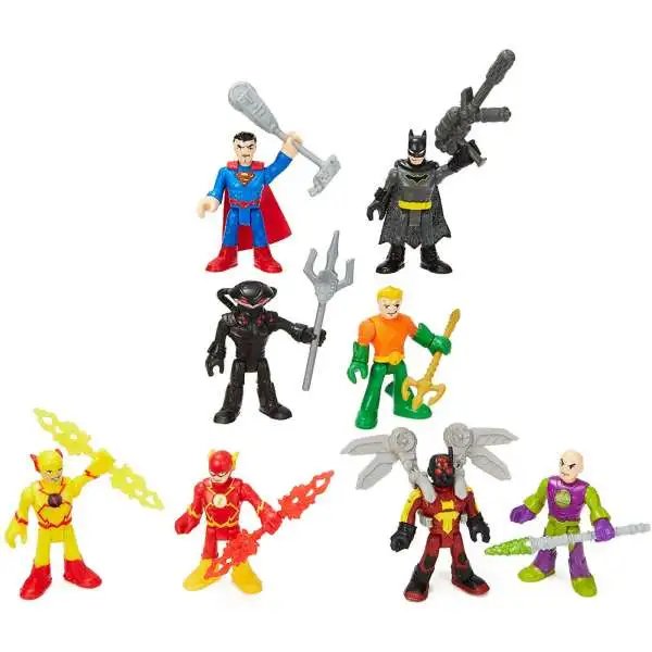 Fisher Price DC Super Friends Imaginext Super Hero Showdown Superman, Lex Luthor, Batman, Firefly, Aquaman, Flash, Black Manta & Reverse Flash Exclusive 3-Inch Figure 8-Pack Set