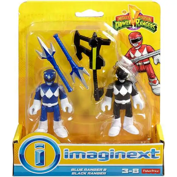 Fisher Price Power Rangers Imaginext Mighty Morphin Blue Ranger & Black Ranger Mini Figure 2-Pack