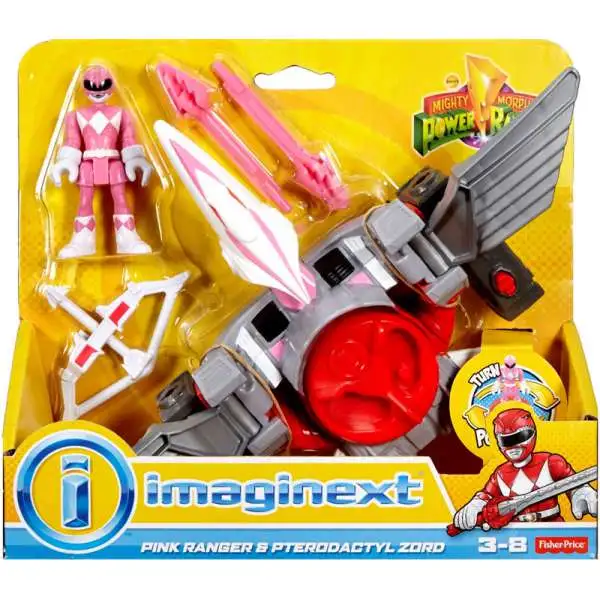 Fisher Price Power Rangers Imaginext Mighty Morphin Pink Ranger & Pterodactyl Zord Figure Set