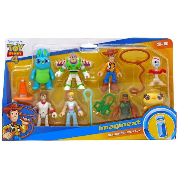 Fisher Price Disney / Pixar Imaginext Toy Story 4 Bunny, Buzz, Combat Carl, Bo Peep, Duke Caboom, Woody, Forky & Ducky Deluxe Figure 8-Pack Set