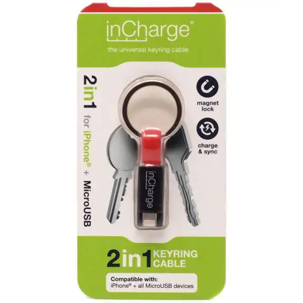 inCharge 2 in 1 for iPhone + MicroUSB Keyring Cable [Red]
