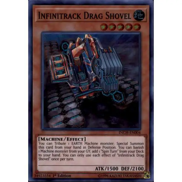 YuGiOh Trading Card Game The Infinity Chasers Super Rare Infinitrack Drag Shovel INCH-EN004