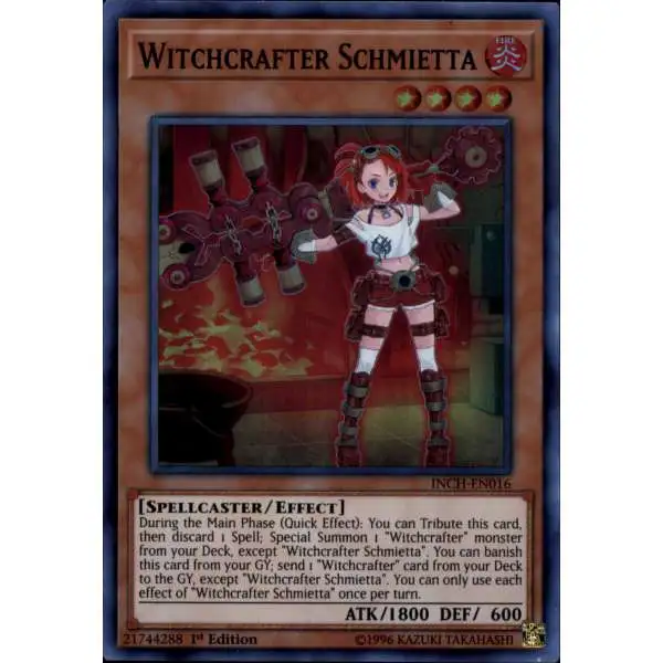 YuGiOh Trading Card Game The Infinity Chasers Super Rare Witchcrafter Schmietta INCH-EN016