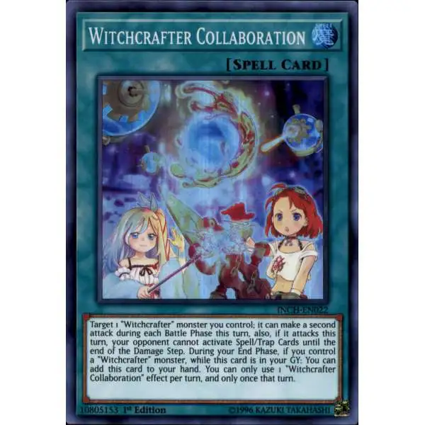 YuGiOh Trading Card Game The Infinity Chasers Super Rare Witchcrafter Collaboration INCH-EN022