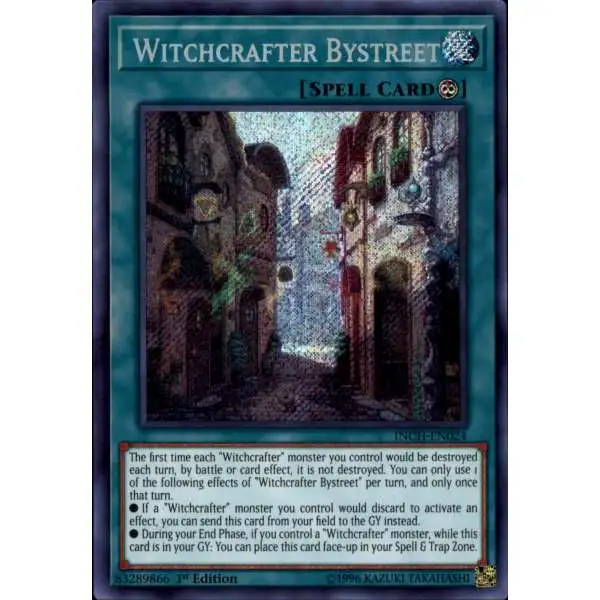 YuGiOh Trading Card Game The Infinity Chasers Secret Rare Witchcrafter Bystreet INCH-EN024