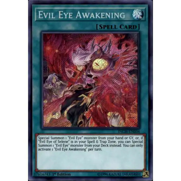 YuGiOh Trading Card Game The Infinity Chasers Secret Rare Evil Eye Awakening INCH-EN034