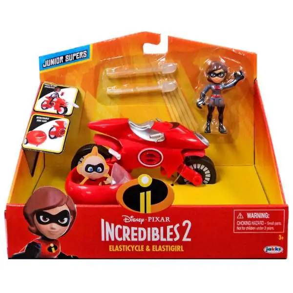 Disney / Pixar Incredibles 2 Junior Supers Elasticycle & Elastigirl 3-Inch Vehicle