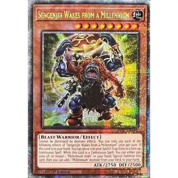 YuGiOh Trading Card Game The Infinite Forbidden Quarter Century Secret Rare Sengenjin Wakes from a Millennium INFO-EN001