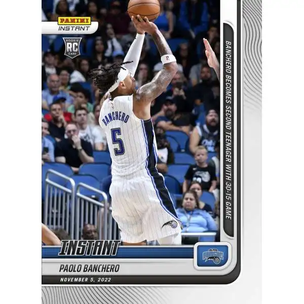 NBA Orlando Magic 2022-23 Instant Basketball 1 of 730 Paolo Banchero #25 [Rookie Card, Becomes 2nd Teenager with 30-15 Game]