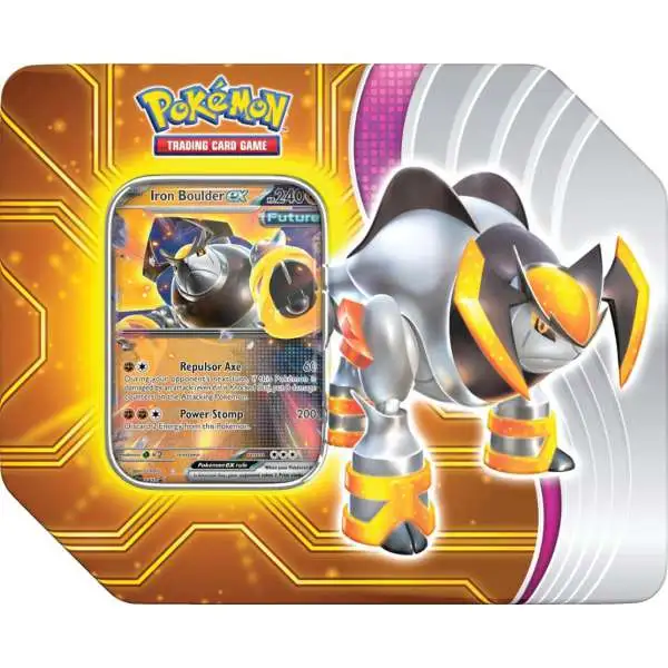 Pokemon Sword & Shield Paradox Destinies Iron Boulder ex Tin Set [5 Booster Packs, Foil Promo Card & More]