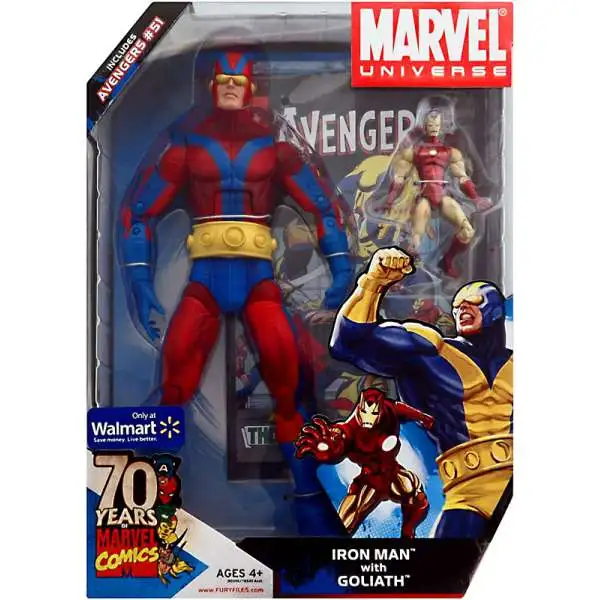 Marvel Universe 70 Years of Marvel Comics Iron Man with Goliath Exclusive Action Figure Set #51] [Red & Blue]