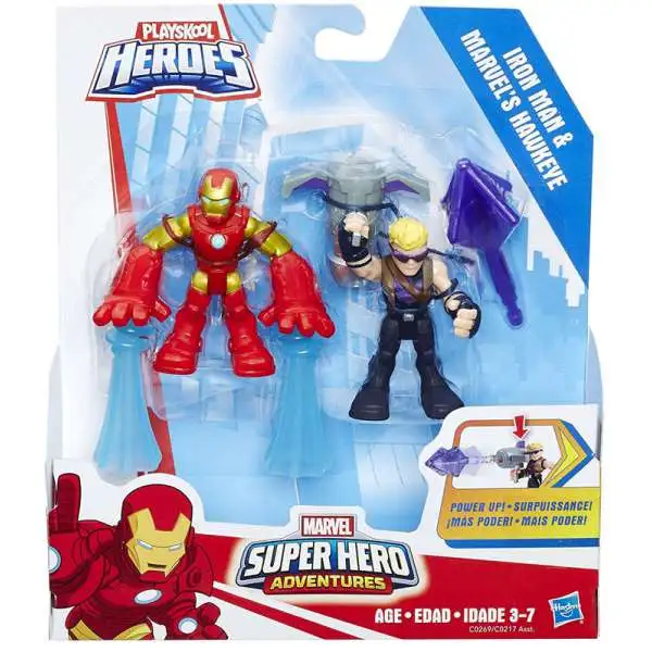 Marvel Playskool Heroes Super Hero Adventures Iron Man & Hawkeye Action Figure 2-Pack [Power Up]