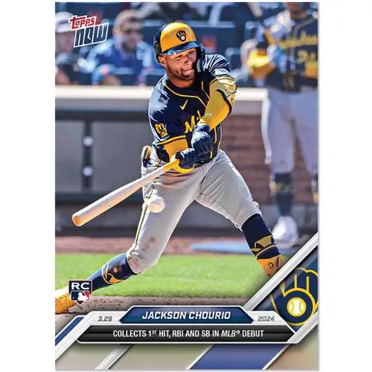 MLB Milwaukee Brewers 2024 NOW Baseball Jackson Chourio Exclusive #16 [Rookie, Collects 1st Hit, RBI & SB in MLB Debut]