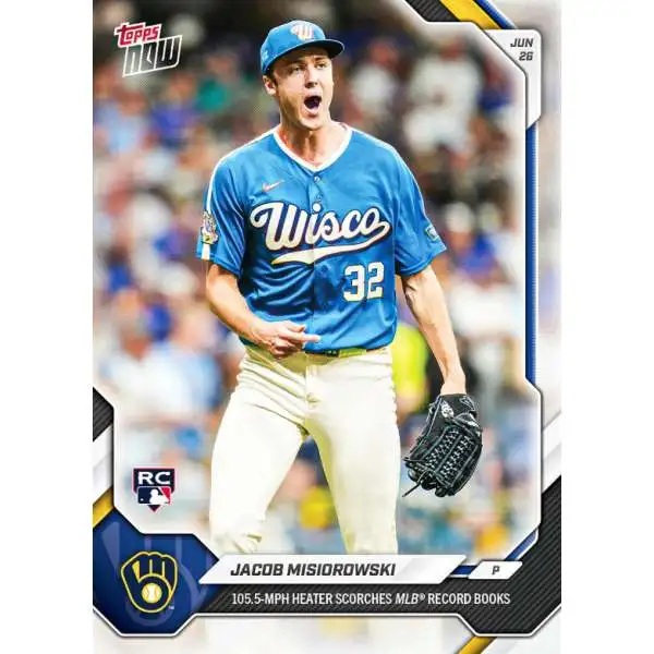 MLB Milwaukee Brewers 2026 NOW Baseball Jacob Misiorowski #383 [Rookie, 105.5 Heater Scorches MLB Record] (Pre-Order ships August)
