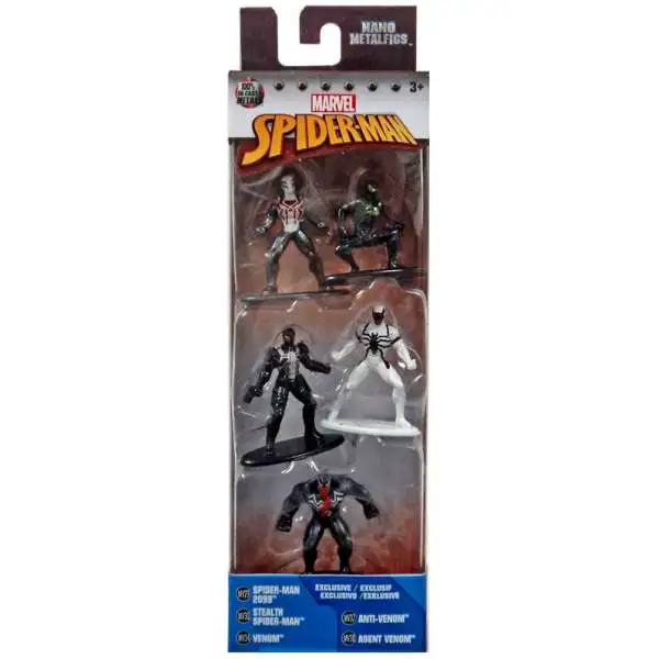 Marvel Nano Metalfigs Spider-Man 2099, Stealth Spider-Man, Venom, Anti-Venom & Agent Venom 1.5-Inch Diecast Figure 5-Pack