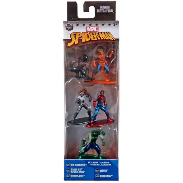 Marvel Nano Metalfigs Kid Arachnid, Proto Suit Spider-Man, Spider-Girl, Lizard & Hobgoblin 1.5-Inch Diecast Figure 5-Pack