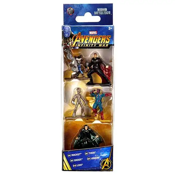 Marvel Avengers Infinity War Nano Metalfigs Rocket, Thor, Groot, Vision & Loki 1.5-Inch Diecast Figure 5-Pack