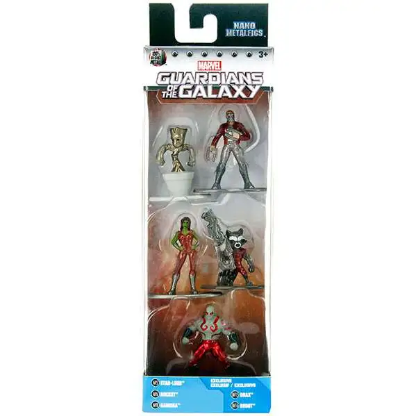 Marvel Guardians of the Galaxy Nano Metalfigs Star-Lord, Rocket, Gamora, Drax & Groot 1.5-Inch Diecast Figure 5-Pack