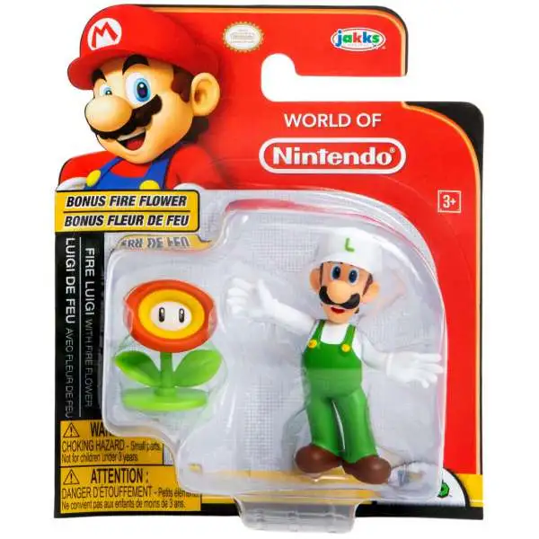 World of Nintendo Super Mario Fire Luigi Action Figure [with Flower]