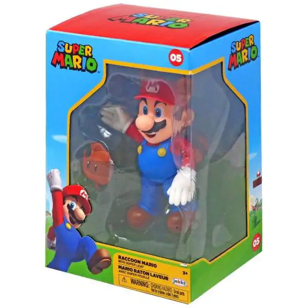 World of Nintendo Super Mario Raccon Mario Action Figure [with Super Leaf]