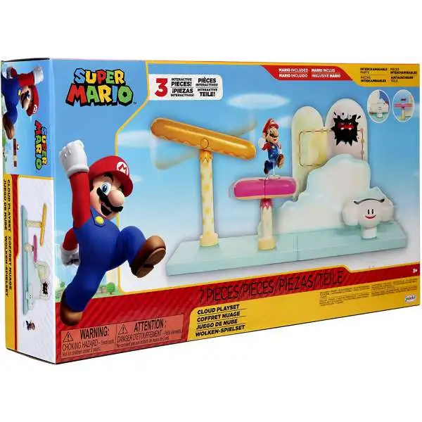 World of Nintendo Super Mario Cloud 2.5-Inch Playset [Includes Running Mario Figure!]