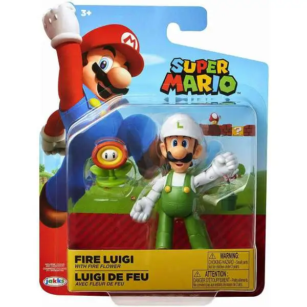 World of Nintendo Super Mario Fire Luigi Action Figure [with Fire Flower]