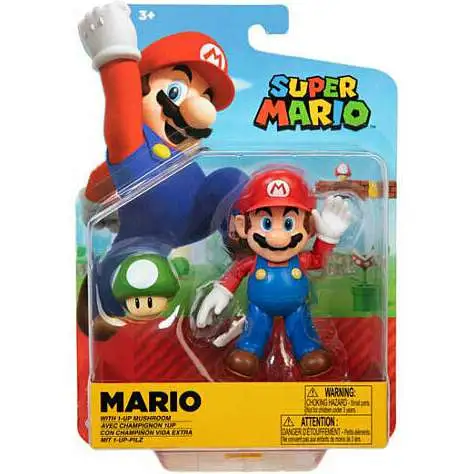 World of Nintendo Super Mario Mario Action Figure [with 1-Up Mushroom]