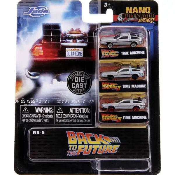 Back to the Future Hollywood Rides Nano Time Machine 1.6-Inch Diecast Vehicle 3-Pack