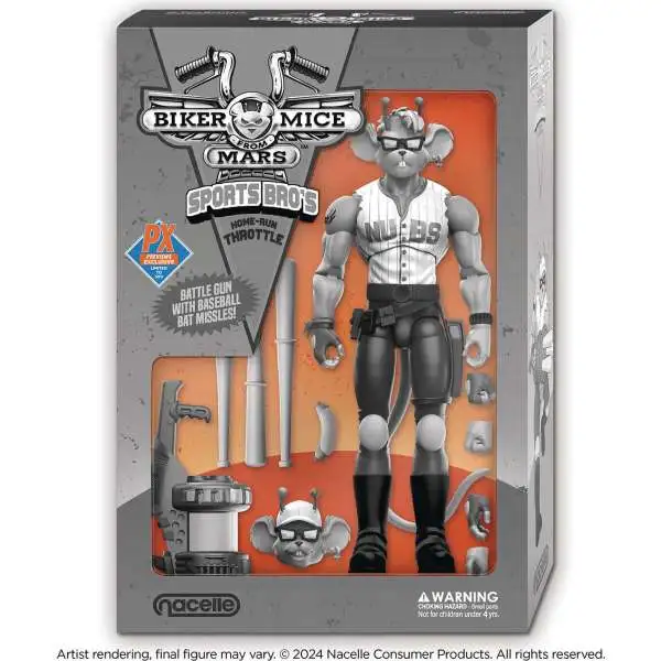 Biker Mice from Mars Sports Bros Home Run Throttle Exclusive Action Figure [Black & White Version]