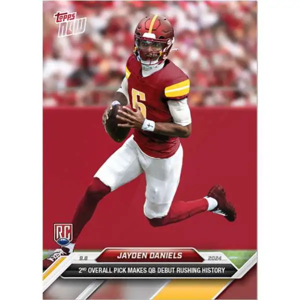 NFL Washington Commanders 2024 NOW Football Jayden Daniels #3 [Rookie, 2nd Overall Pick Makes QB Debut Rushing History]