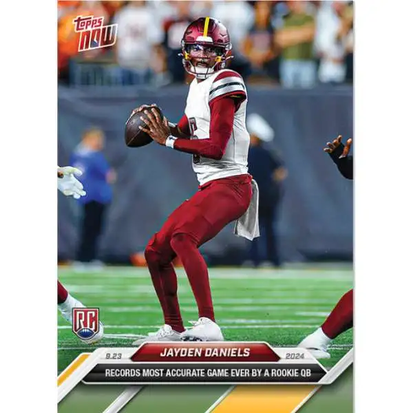 NFL Washington Commanders 2024 NOW Football Jayden Daniels #5 [Rookie Card, Records Most Accurate Game Ever by Rookie QB]