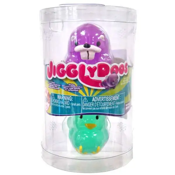 JigglyDoos Series 2 Purple Beaver & Green Turkey Squeeze Toy 2-Pack