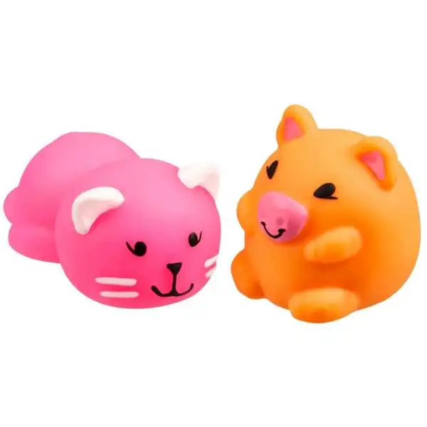 JigglyDoos Pink Cat & Orange Pig Squeeze Toy 2-Pack