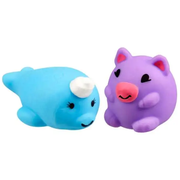 JigglyDoos Blue Narwhal & Purple Pig Squeeze Toy 2-Pack