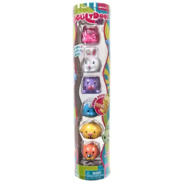 JigglyDoos Pig, Bunny, Cat, Narwhal, Dog & Bear Squeeze Toy 6-Pack