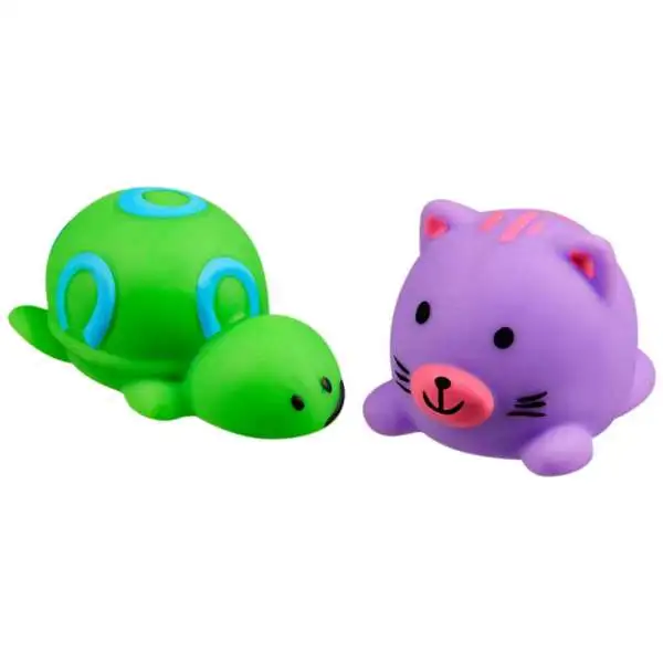 JigglyDoos Green Turtle & Purple Cat Squeeze Toy 2-Pack