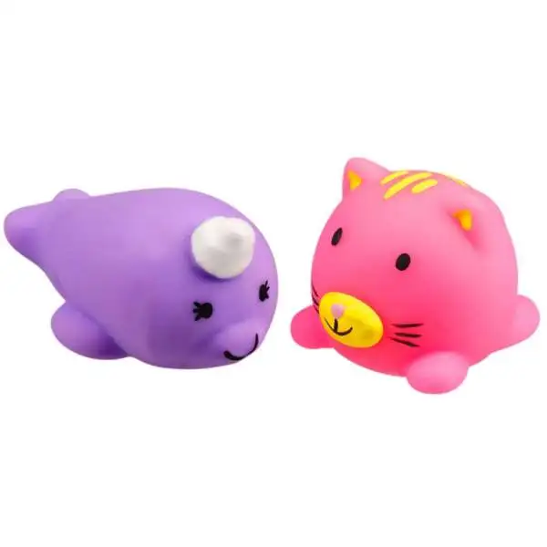 JigglyDoos Purple Narwhal & Pink Cat Squeeze Toy 2-Pack