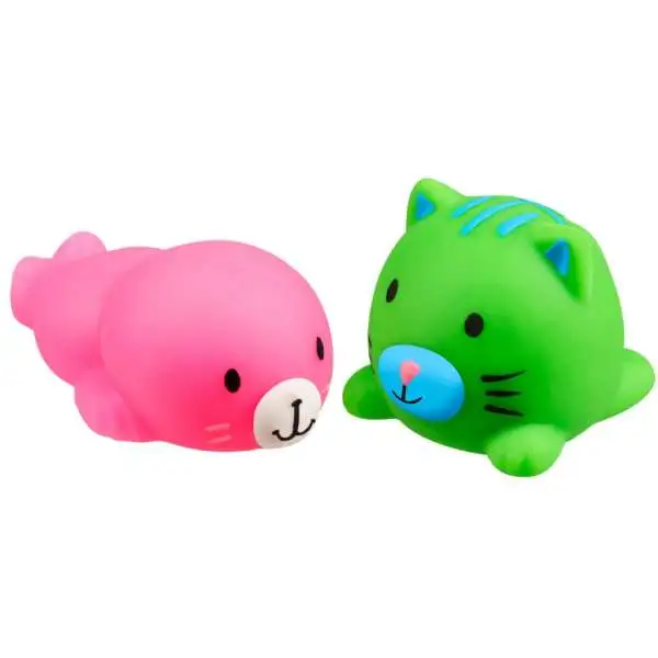JigglyDoos Pink Seal & Green Cat Squeeze Toy 2-Pack