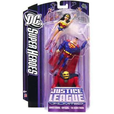DC Justice League Unlimited Super Heroes Wonder Woman, Superman & Demon Etrigan Action Figures [Purple Card]