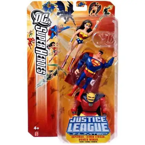 DC Justice League Unlimited Super Heroes Superman, Demon Etrigan & Wonder Woman Action Figures [Yellow Card]