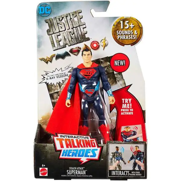 DC Justice League Movie Interactive Talking Heroes Stealth Attack Superman Deluxe Action Figure