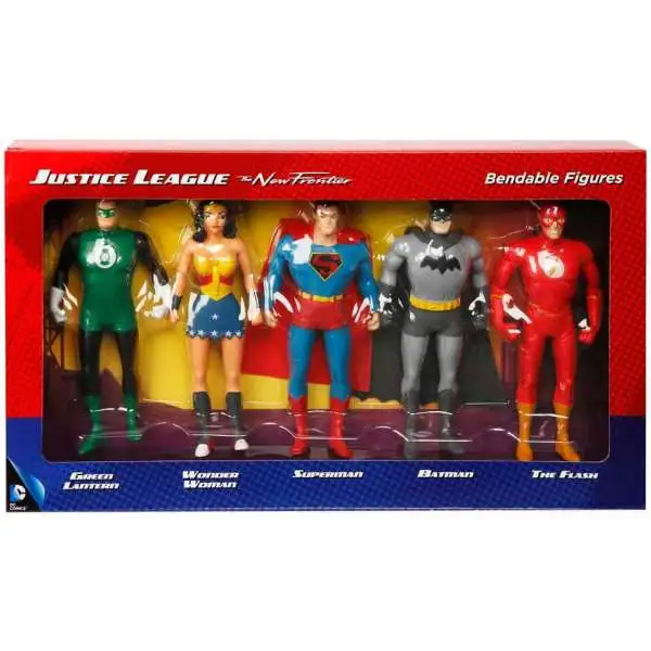 DC Justice League The New Frontier Green Lantern, Wonder Woman, Superman, Batman & The Flash 5.5-Inch Bendable Figure 5-Pack