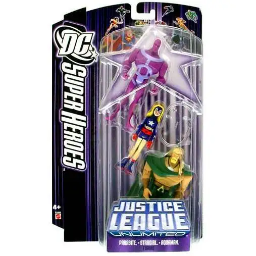 DC Justice League Unlimited Super Heroes Parasite, Stargirl & Aquaman Action Figure 3-Pack [Purple Card]