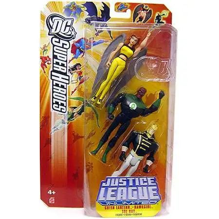 DC Justice League Unlimited Super Heroes Green Lantern, Hawkgirl & The Ray Exclusive Action Figure Set