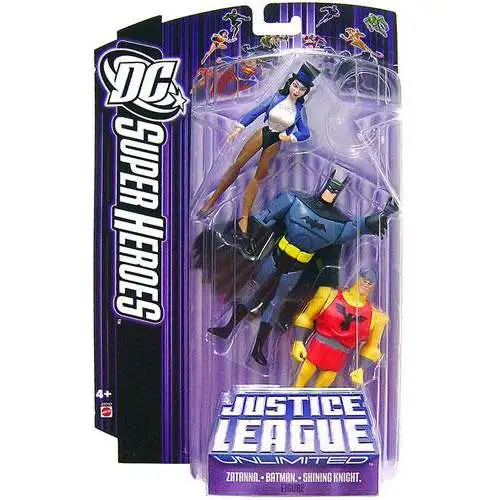 DC Justice League Unlimited Super Heroes Zatanna, Batman & Shining Knight Action Figures [Purple Card]