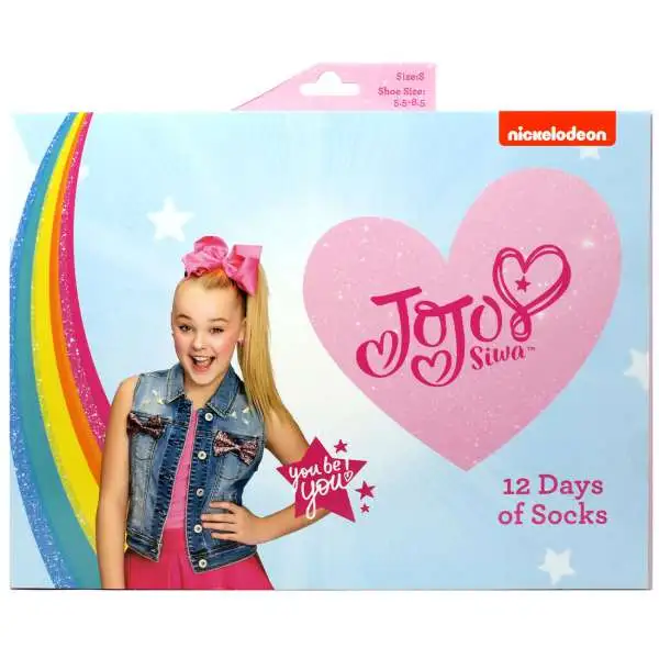 12 Days of Socks Kids JoJo Siwa 12-Pack [Size: Large, Shoe Size: 3 - 10]